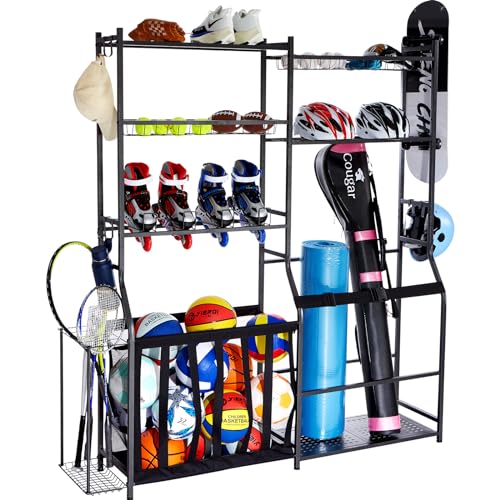 VEVOR Golf Bag Organizer, Golf Bag Storage Rack Stand Holder, Sports Equipment Storage Rack, Golf Storage Organizer for Garage, Sports Gear, Toys Storage Rack Hooks
