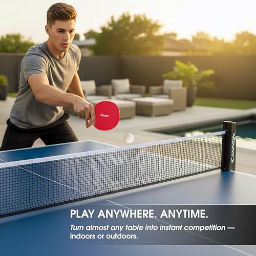 Cannon Sports Table Tennis Set – 4 Unbreakable Paddles, 6 3-Star Balls, Retractable Net & Carry Bag – Clamp-On Portable Ping Pong Net Fits Tables up to 2 Inch Thick, Extends to 6 Feet - color: Green