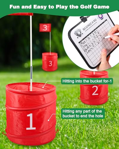 HOTWIND Backyard Golf Game, Portable 6 Hole Outdoor Golf Course for Indoor & Outdoor Play, Yard Golf Practice Game Gifts for Family and Adults, Lawn Beach Yard Park Golfgame for Adults - No Clubs