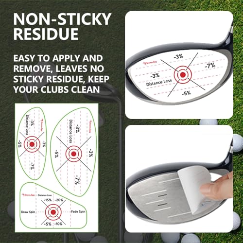 Golf Impact Tape, Self-Teaching Sweet Spot and Consistency Analysis, Golf Club Impact Stickers for Iron, Wood & Fairway Clubs, Non-Residue, Swing Training Aid Impact Labels