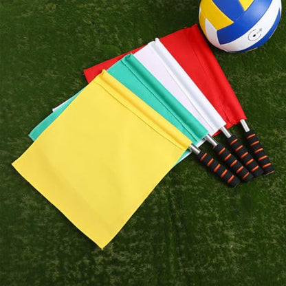 4Pcs Sports Referee Flags, Stainless Steel Pole with Sponge Grip, High Visibility Signal Tool for Soccer Football Volleyball Track Competition