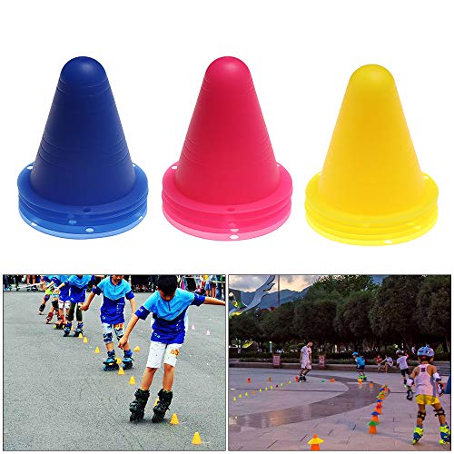 RLECS 20pcs Universal Skating Marker Cones Roller Sport Marker Cup Speed Training Equipment Slalom Roller Skate Pile Marking Cup, 5Colors (Green, Blue, Red, Yellow, Pink)