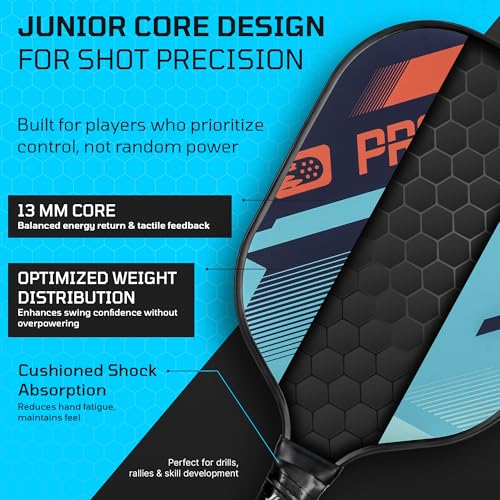 PicklePro Pickleball Paddles with Cover – Lightweight Fiberglass Pickleball Paddle for Kids, Youth & Beginners, Cushioned Grip, 13mm Honeycomb Core, Indoor & Outdoor Racket, USAP Approved