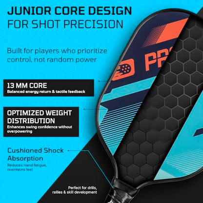PicklePro Pickleball Paddles with Cover – Lightweight Fiberglass Pickleball Paddle for Kids, Youth & Beginners, Cushioned Grip, 13mm Honeycomb Core, Indoor & Outdoor Racket, USAP Approved