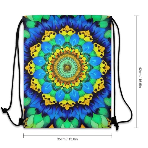 Beam Backpack Large Capacity Drawstring Sack Waterproof Sackpack for Basketball Volleyball Sports Gear Men Women, Trippy Blue Tie Dye Mandala Bags - color: Picture (1011)