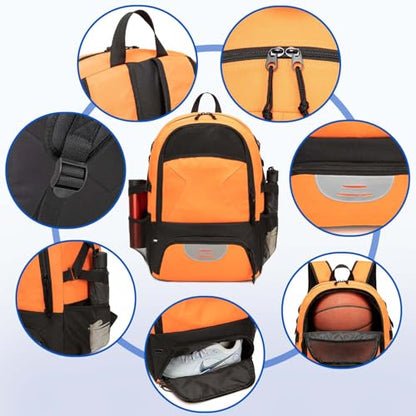 Basketball Bag Backpack, Large Capacity Sports Equipment Bags for Basketball, Soccer, and Volleyball. - color: orange
