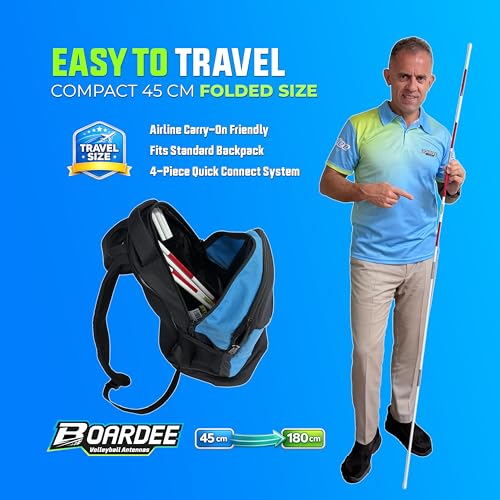 Multi-Foldable Volleyball Antenna Set – Portable Fiberglass Net Antennas for Indoor & Beach Volleyball – Regulation Referee Equipment – Travel-Friendly