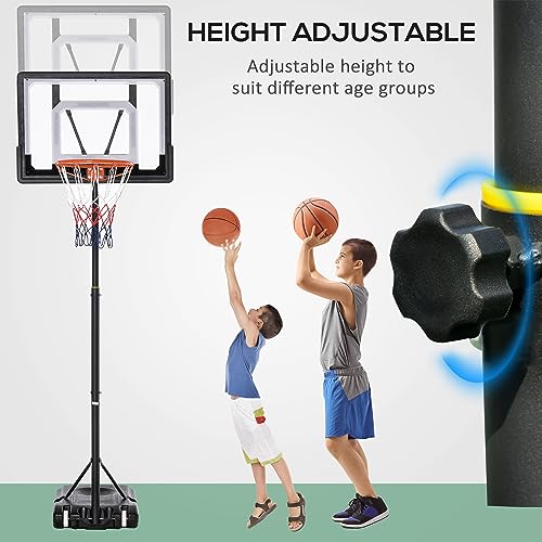 Soozier Portable Basketball Hoop System Stand with 33in Backboard, Height Adjustable 5FT-7FT Basketball Goal for Indoor Outdoor Use