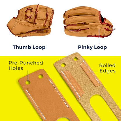 TOFL Baseball Glove Lace Kit | 6 Leather Laces, Lacing Needle, Thumb & Pinky Straps | Heavy Duty Baseball Glove Relacing Kit - color: Magenta
