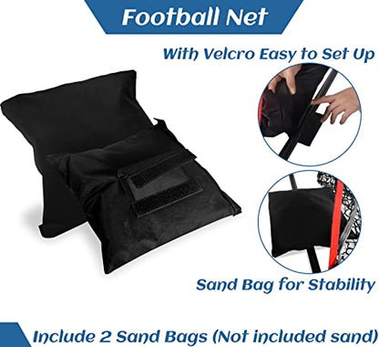 Football Throwing Target Net - Quarterback Training with 3 Pockets Heavy-Duty Fiberglass Poles & Polyester Portable Accuracy Practice for Backyard/Team Drills Youth Players - size: 5X7FT