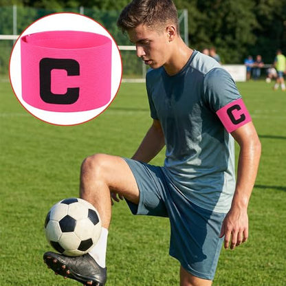 4 Pcs Captain Arm Bands for Soccer, Pink Soccer Captain Armbands, Adjustable Leader Armband for World Cup Party Favors Rugby, Football, Volleyball, Basketball, Sport Player