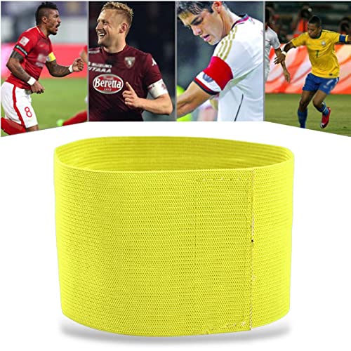 Outdoor Team Sports Yellow Captain Armband, Adjustable Elastic Soccer Player Bands for Adult Youth