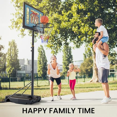 Basketball Hoop Outdoor 4.82-8.53ft Adjustable, Portable Basketball Hoop & Goals with 2 Wheels, 32 Inch PC Backboard/Fillable Base/Size 5 Basketball for Kids, Youth, and Adults in Backyard/Driveway