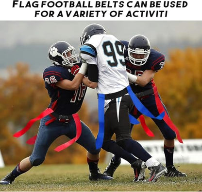 Haootadiy Flag Football Belts Set, 14 Player Adjustable Flags with 42 Flags.Training Cones, Football for Kids Youth Adults.