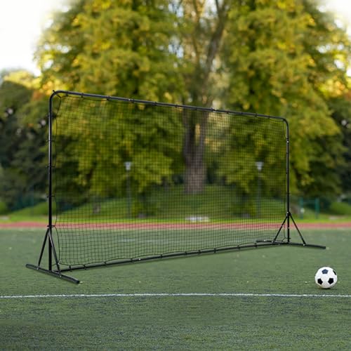 VEVOR Soccer Rebound Trainer, Iron Soccer Training Equipment, Sports Football Rebounder Wall, Double-Sided Rebounding Net, Easy Assembly, Perfect for Backyard Practicing, Solo Training, Passing - size: 12x6FT