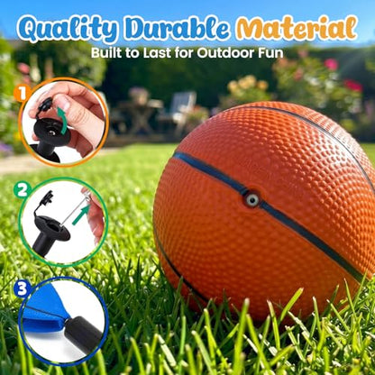 3 otters 6 Pack Mini Basketballs, 7.5 Inch Basketball Set with Pump for Kids Swimming Pool Toy, Mini Basketball Hoop, Outdoors Party Favors