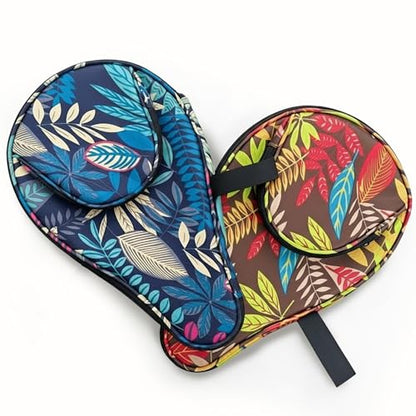 Colorful Table Tennis Racket Cover Ping Pong Paddle Bag Table Tennis Racket Case - color: Blue+Yellow Leaf