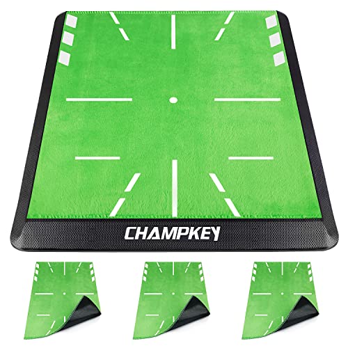 CHAMPKEY Heavy-Duty Golf Hitting Mat - Swing Path Feedback Golf Practice Mat - Ideal for Indoor and Outdoor Training - size: 13" x 17", style: Golf Mat with 3 Pads