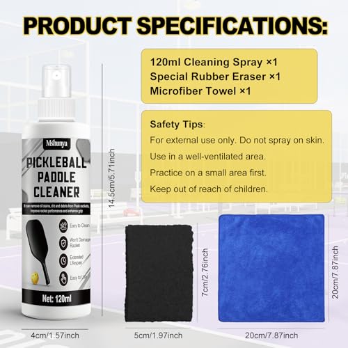 4.06 Oz Pickleball Paddle Cleaner, 5 * 7 * 1 Cm Pickleball Paddle Eraser, Includes a Towel to Remove Dirt and Sweat, Restoring the Shine to Your Racket's Surface. Suitable for All Rackets