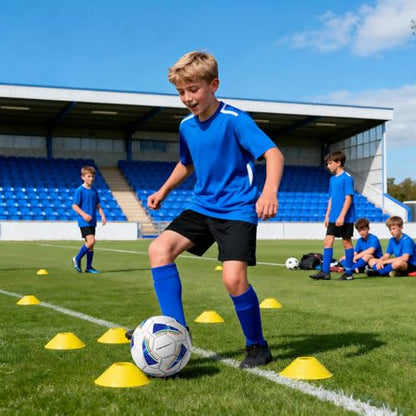 VAVOSPORT Soccer Ball Set – Official Size 3, 4, 5 Soccer Balls with Pump & 6 Cones, Waterproof TPU Leather Soccer Training Equipment for Kids, Youth & Adults, Gifts for Sports Play and Outdoor Games - size: Size 4