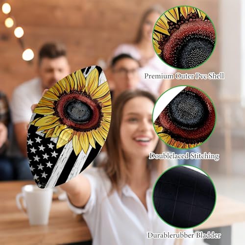 American Football, Official Size 11.9 x 7.3 Inch, Premium Composite Leather High-Grip Ball with Pro-Style Lacing, Unique Prints for Training, Games & Gifts - color: Sunflower Flag