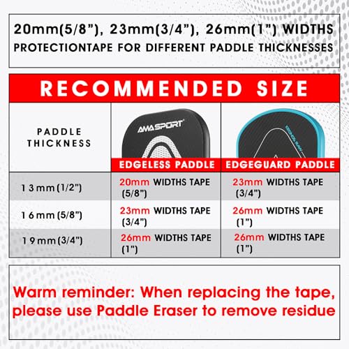 PICKLETECH Pickleball Paddle Protection Tape - Paddle Head Edge Guard - Racket Edge Protection Tape -Fit Perfectly Curved Edge -No Wrinkling - color: Black, size: Width 20mm