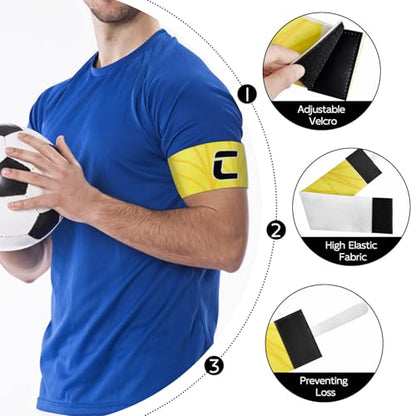 Elastic Soccer Captain 'C' Armband Adjustable Football Basketball Player Arm Bands Non-Slip Anti-Drop Captain's Armband for Adult Youth - size: Youth, style: Yellow