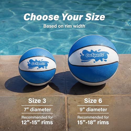 GoSports Water Basketballs 2 Pack - Choose Between Size 3 and Size 6, Great for Swimming Pool Basketball Hoops - style: Royal Blue Size 6 (9" D)