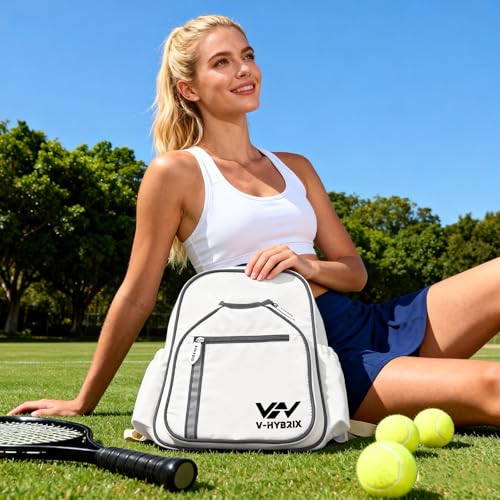 Pickleball Bags, 30L Deluxe Waterproof Pickleball Backpack with Shoe Compartment for Men Women Pickle Ball Gift Accessories for Pickball Lovers (White) - color: White