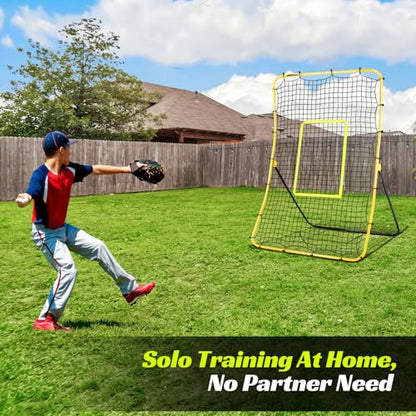 JASCOPRO Baseball Rebounder Net – Adjustable Pitchback Trainer for Solo Fielding,Throwing, Pitching Practice, Durable Steel Frame with 5 Angles, Softball Rebound Net Simulates Grounders & Fly Balls