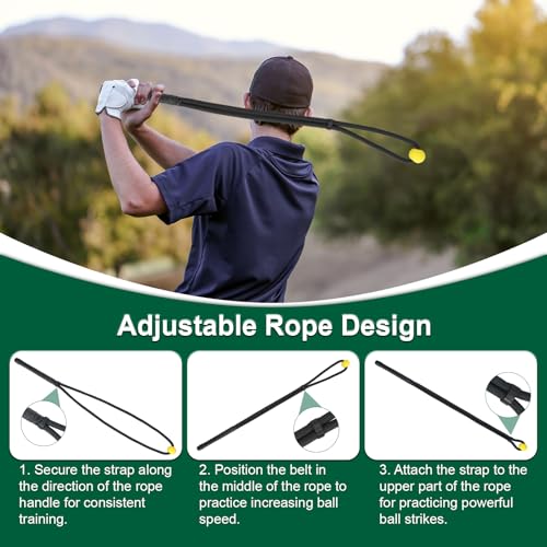 Golf Rope Swing Trainer,Portable Golf Training Aid Improve Speed,Rhythm and Warm Up,Indoor Outdoor Grip Trainer Golf Swing Training Aid for Beginners Advanced Golfers