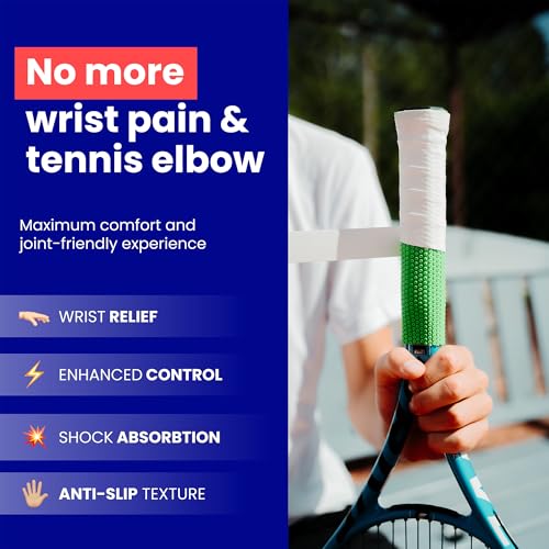 ROCKETGRIP Octopus Tennis Racket Grip (2-Pack) – Soft Silicone Tennis Grip – Cushioned, Sweat-Resistant Tennis Equipment – Vibration Dampening Tennis Accessories (Green)