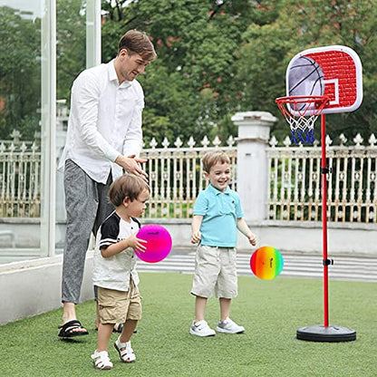 Four Square Balls, 8.5 Inch Playground Ball for Kids Outdoor Dodgeball Kickball Handball Game with Hand Pump - color: Multicolor (4 balls)