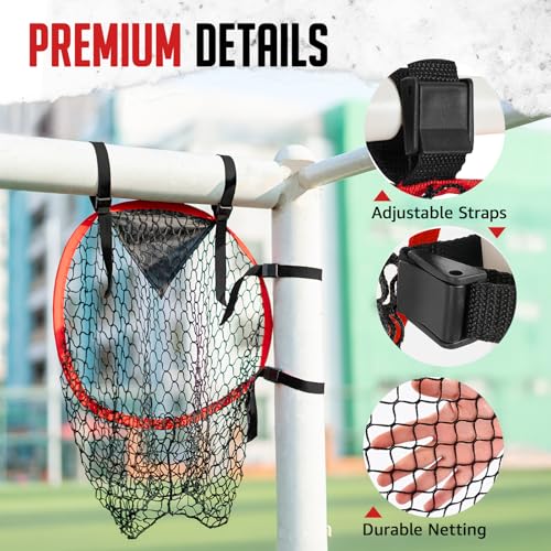 ZEALFEEL Soccer Goal Target for 2 Pcs, 16-in Top Bins Soccer Target Goal for Corner Shooting Accuracy Training, Easy to Attach and Detachable, Portable Soccer Goal with Carry Bag for Teens and Adults