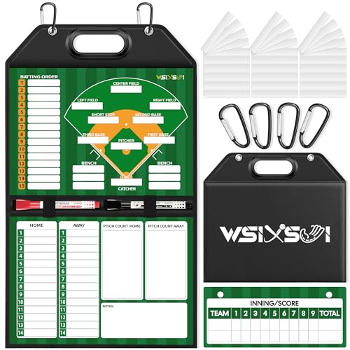Magnetic Baseball Lineup Board – Foldable Dugout Display with Carry Handle for Coaches and Teams | Portable Leather-Covered Strategy & Lineup Planner - style: Baseball