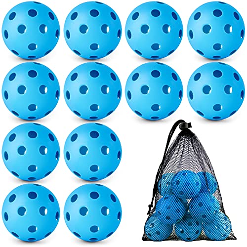 Coopay 12/50/100 Pack Plastic Baseballs Practice Training Balls Lightweight Hollow Softballs with a Drawstring Bag for Hitting Pitching Batting Training Indoor Outdoor Sport - color: Blue, style: 12 Pack