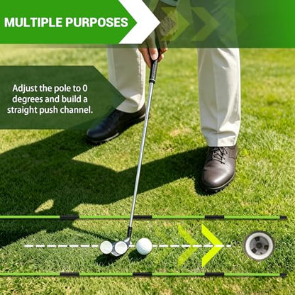 Adjustable Golf Alignment Stick Holder | Weighted Swing Trainer | Precision Aiming & Putting Practice Aid | Indoor & Outdoor Golf Training