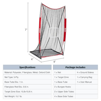 ZELUS 7x4 ft Football Kicking Net, Portable Football Throwing Net with Target Zone Attachment, Sideline Training Tool for Kids Adults Punting Kicking Passing Snapping Practice, Carry Bag Included