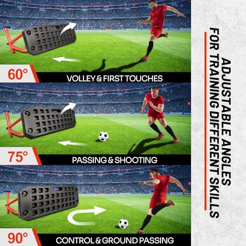 6-in-1 Soccer Rebounder Board - Dual Surface Adjustable Angle Soccer Wall with 6 Training Modes for Passing, Control & Reflex - Portable Soccer Training Equipment with 2 Sandbags for All Players