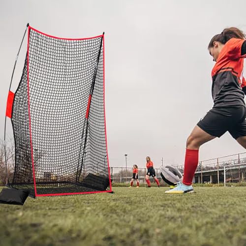 Football Kicking Net Throwing Target - 4x7FT Heavy Duty Iron Base for Backyard Practice Portable Quarterback Training for Youth with Sandbags