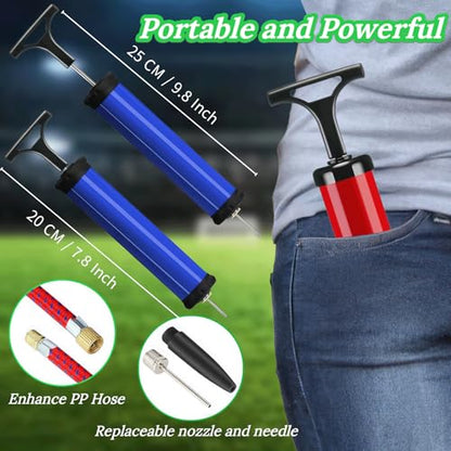 100PCS Portable Ball Pump Kits for Sports with Needle Nozzles Extension Hose, Air Pump for Basketball Football Soccer Volleyball, Blue and Red (100)