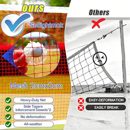 Volleyball Poles Indoor&Outdoor,Badminton Net Frame Poles 2026 New w/Volleyball Net/Badminton Net Heavy Duty Volleyballs Poles for Backyard,Adjustable 4 Heights 5ft-6.9ft w/Wheels Net