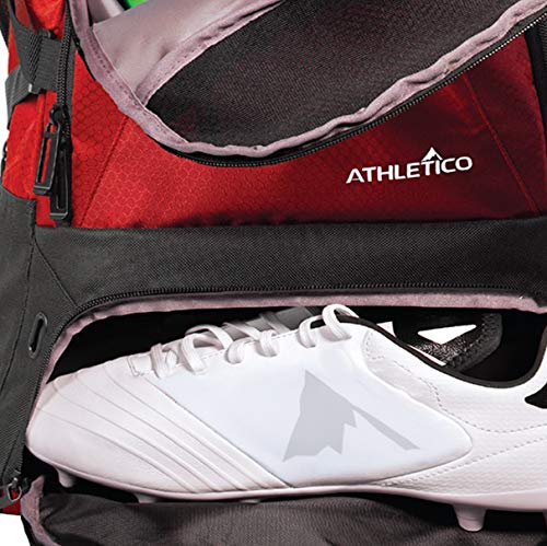 Athletico National Soccer Bag - Backpack for Soccer, Basketball & Football Includes Separate Cleat and Ball Holder - color: Red
