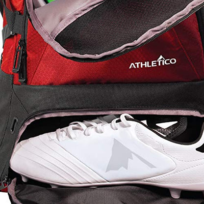 Athletico National Soccer Bag - Backpack for Soccer, Basketball & Football Includes Separate Cleat and Ball Holder - color: Red