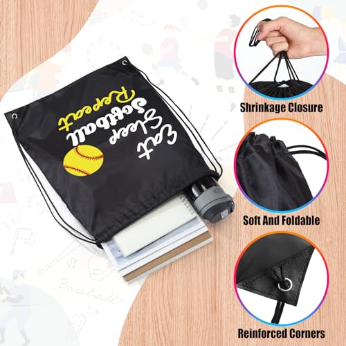 Windyun 16 Pcs Ball Drawstring Backpack Bulk Lightweight Draw String Bags Cinch Bags Drawstring Cinch Sack Tote(Softball) - style: Softball