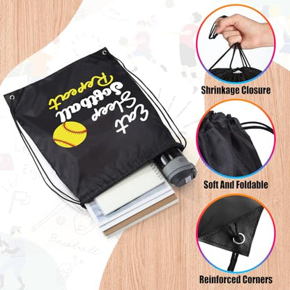 Windyun 16 Pcs Ball Drawstring Backpack Bulk Lightweight Draw String Bags Cinch Bags Drawstring Cinch Sack Tote(Softball) - style: Softball