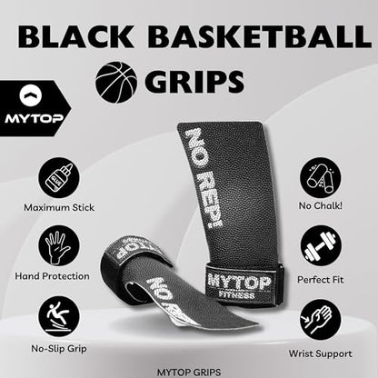 Black Basketball Grips Sticky No-Holes Training Grips (L-XL) – Stickiest, No-Slip Hand Protection & Wrist Support for Cross Training, Weightlifting, Gym, Functional Workouts – No Chalk Needed