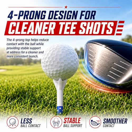 Premium Golf Tees Choose Between 200 Count or 120 Count, Professional Marking System Golf Tees 3-1/4 Inch, Reduce Friction Side Spin More Stable Golf Tees - color: 120 Pack Plastic - USA