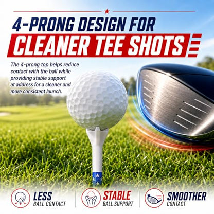 Premium Golf Tees Choose Between 200 Count or 120 Count, Professional Marking System Golf Tees 3-1/4 Inch, Reduce Friction Side Spin More Stable Golf Tees - color: 120 Pack Plastic - USA