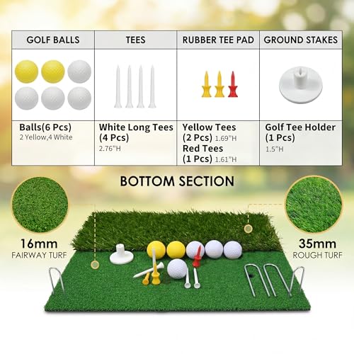 Garvee Golf Nets 10x7 FT, Golf Practice Net for Backyard Driving Real GolfBalls, Golfer Hitting with Chipping, Dual Turf Mat, Silk Targets, Balls&Tees, Carry Bag, for Garage Indoor Outdoor Driving